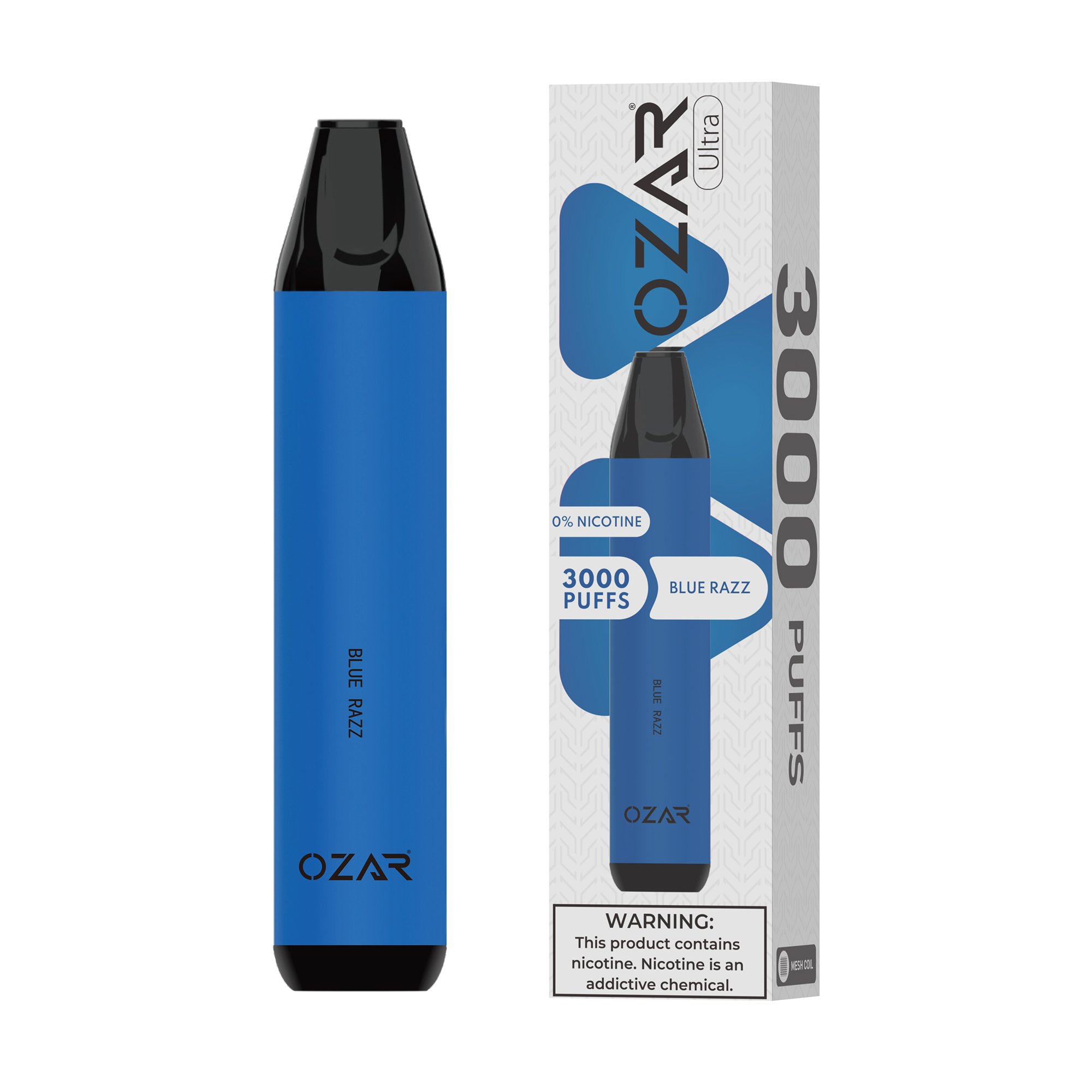 Ozar Ultra Zero Nicotine Disposable Vape Blue Razz 3000 Puffs